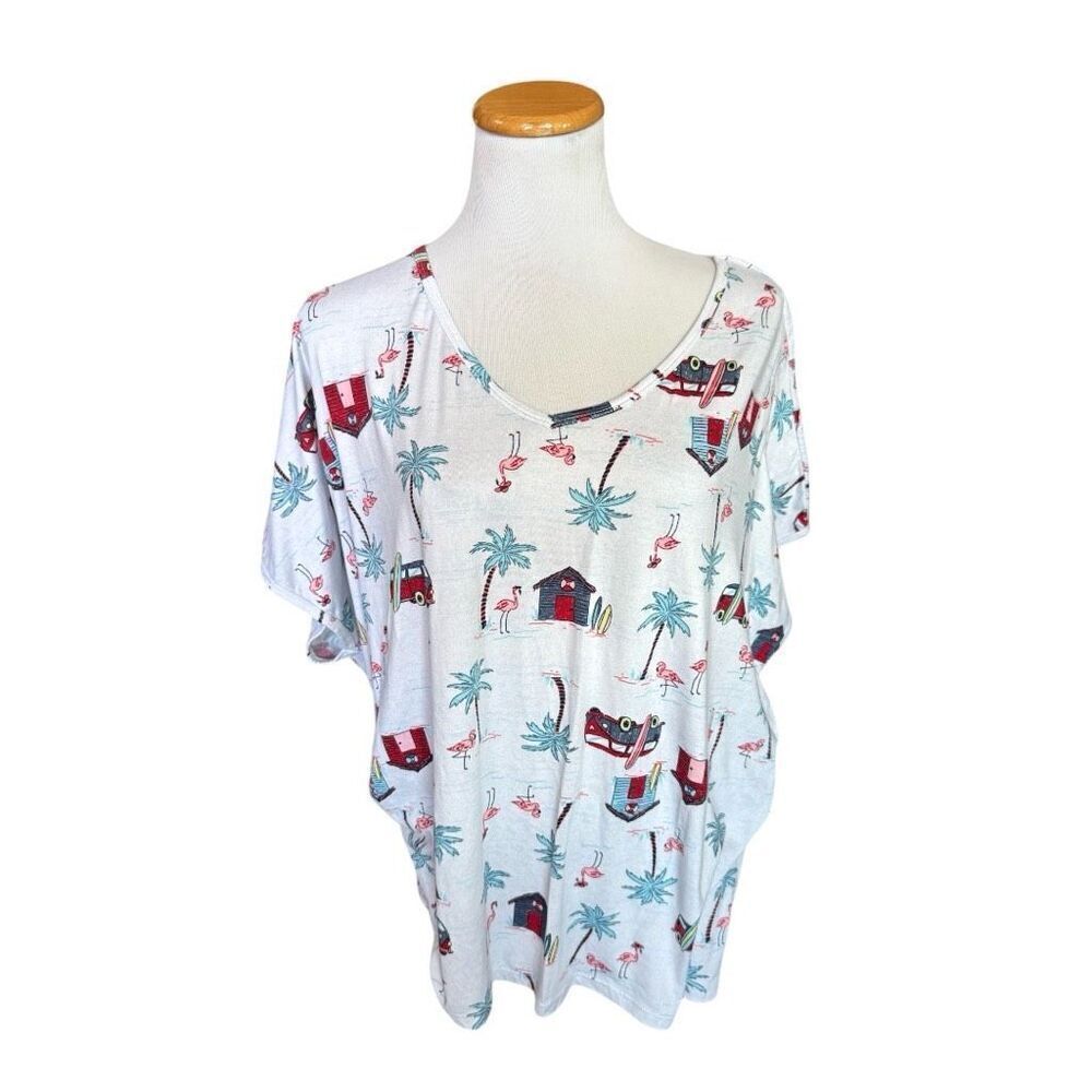 Womens Secret Treasures Vacation Fun Short Sleeve Shirt Top - Sz 3X
